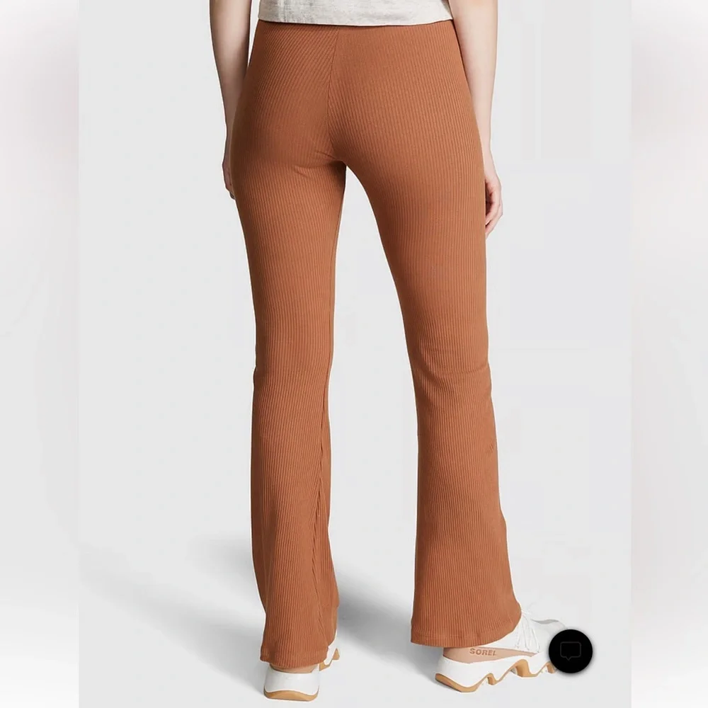 PINK STRETCH COTTON RIBBED FLARE LEGGING‎